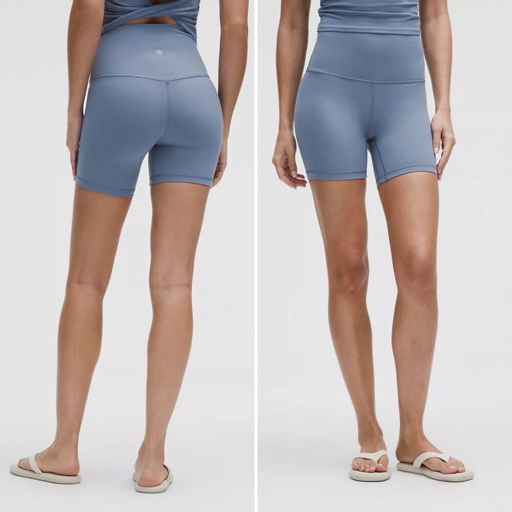 Lululemon Align Shorts 6” High Rise Washed Denim Blue Nulu Sz14 Yoga Athleisure